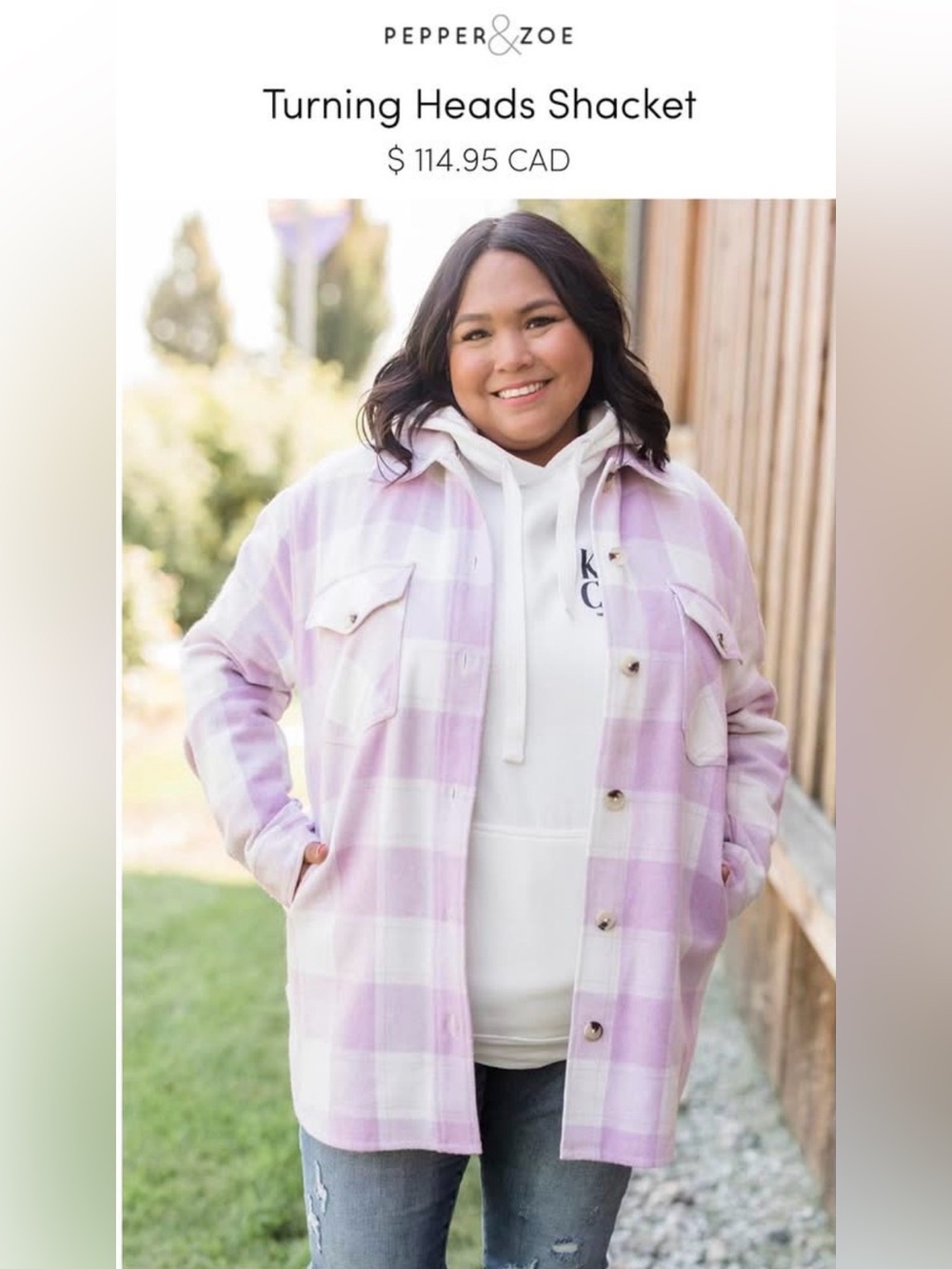 Turning Heads Shacket (NWT) Lilac Plaid, Size Small